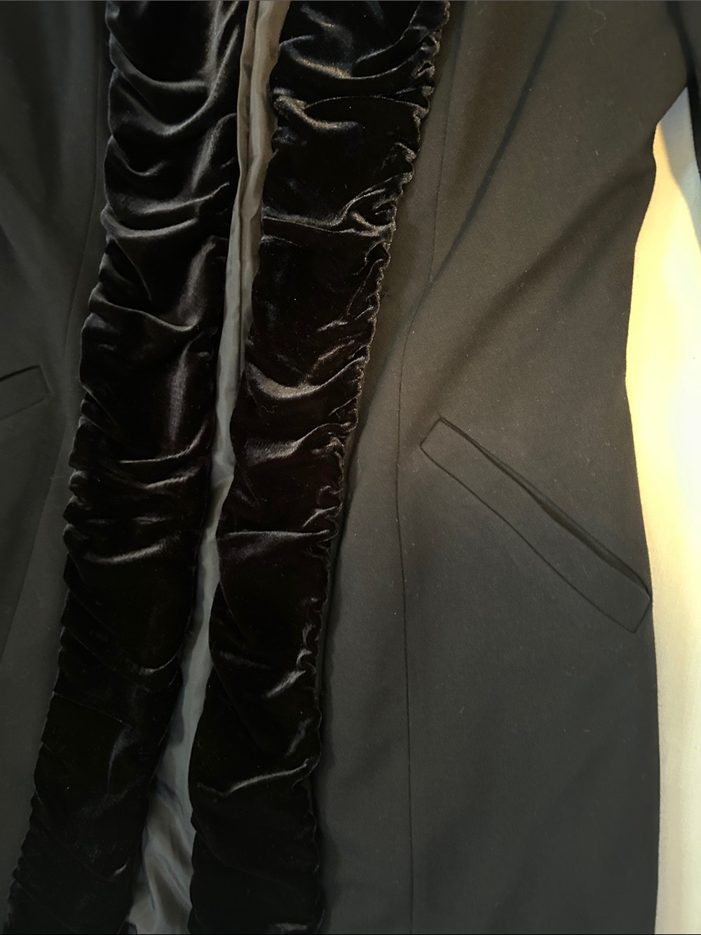 INC Women’s Black Velvet-Trim Long Jacket - Picture 7 of 10